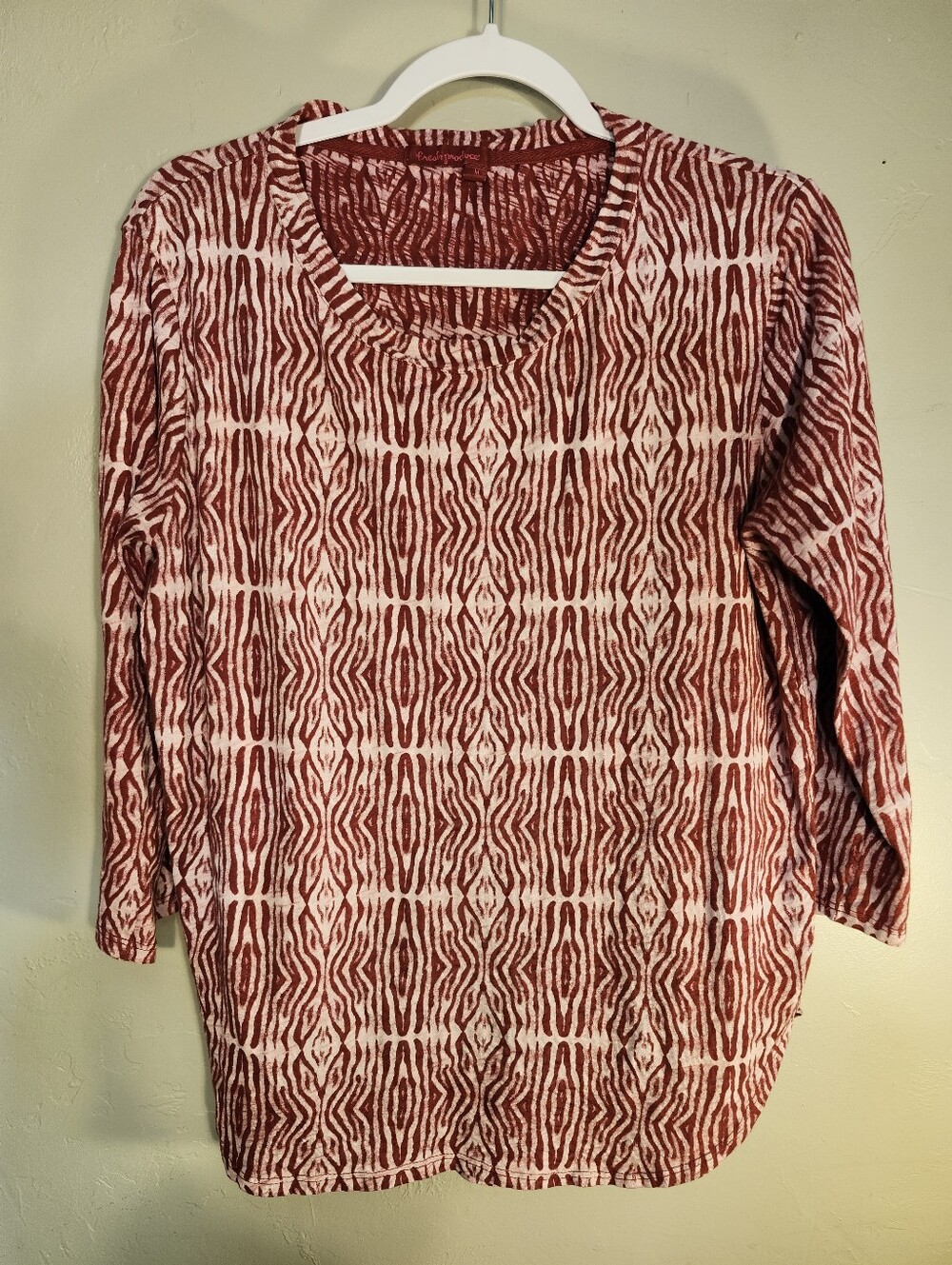 fresh produce Rust and White Patterned Long Sleeve Tee